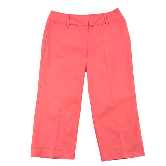 Larry Levine Coral Color Cotton Blend Belt Loop Capri Pants Womens Size 12‎ - Picture 1 of 8